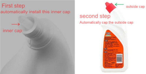 Angle neck bottles filling caps inserter feeding capping machine