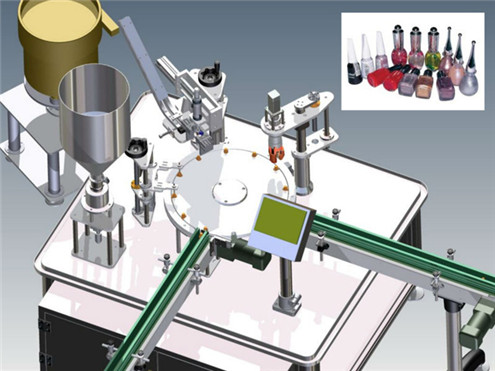 Automatic small cosmetic bottles filling plugging capping labeling line