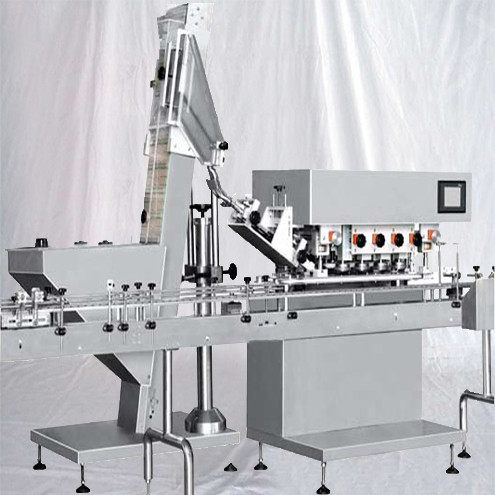 Вклучена машина за прицврстување на вретеното вретено со шишиња со голема брзина и зашрафување на капачето со капаци од PLC