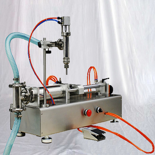 horizontal type piston filler Air Operated Actuator Valve driven liquid lotion shampoo juice filling equipment semi automatic with sunction hose