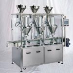 Linear 3 Heads Cosmetic Make-Up Powder Screw Auger Jar Filling Line