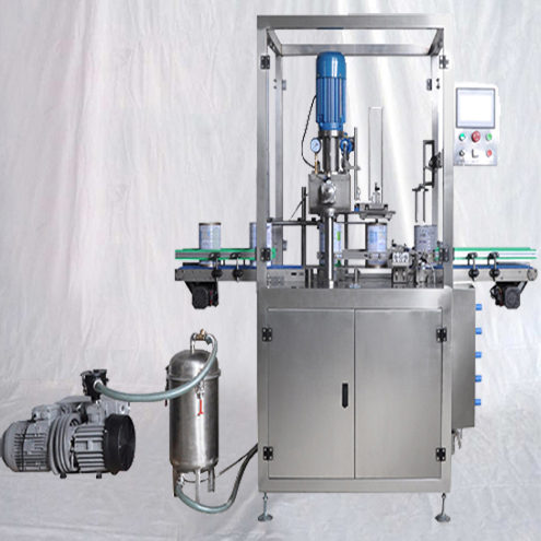 mesin seamer vakum dengan gas nitrogen menyiram pembuang capper automatik untuk menutup bekas serbuk susu Nut